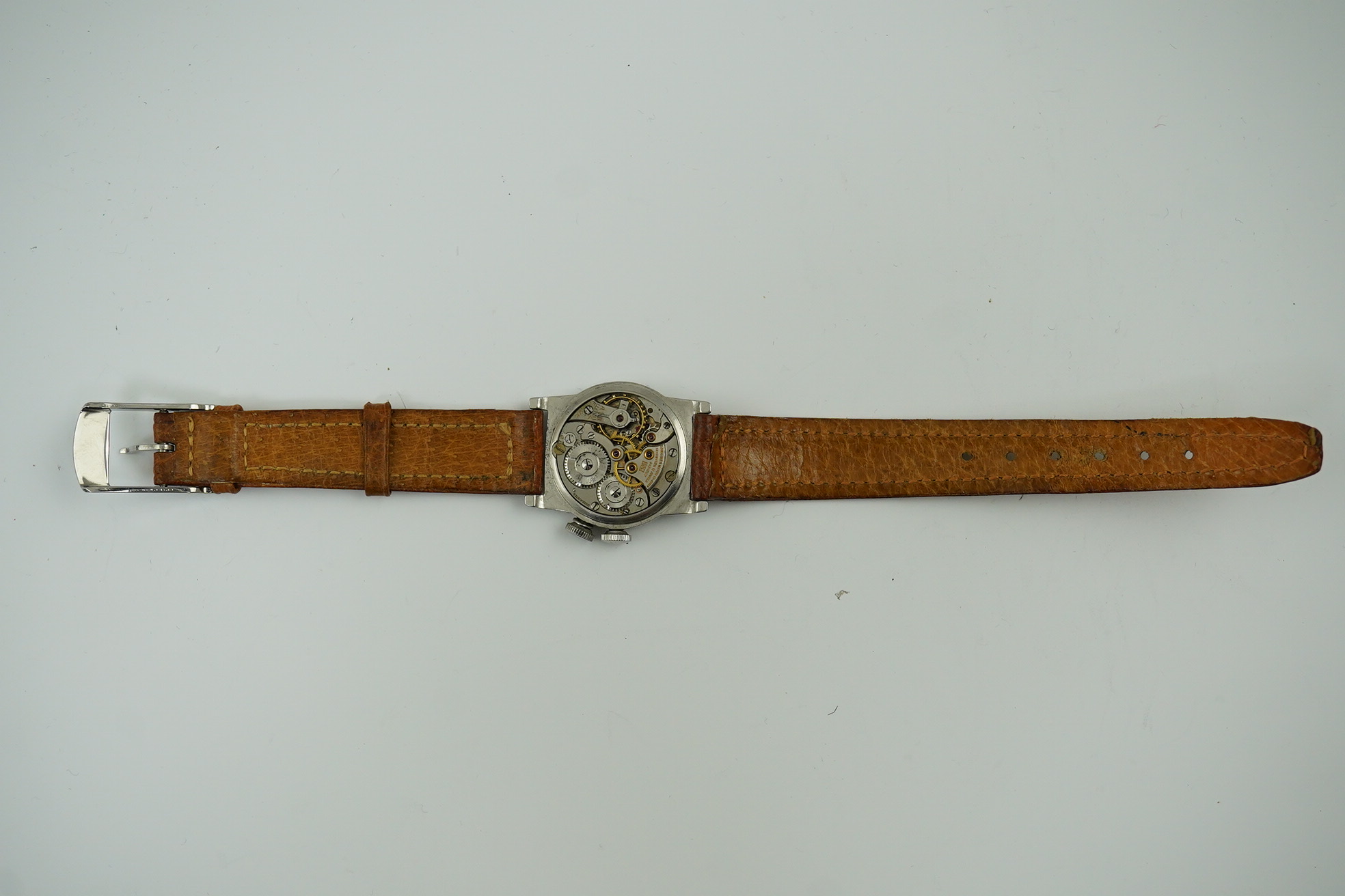 A gentleman's mid 1940's steel Longines Weems U.S Patent Army Pilot's manual wind wrist watch